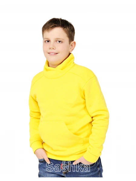 Худі для хлопчика з коміром жовте (трикотаж тринитка фліс)